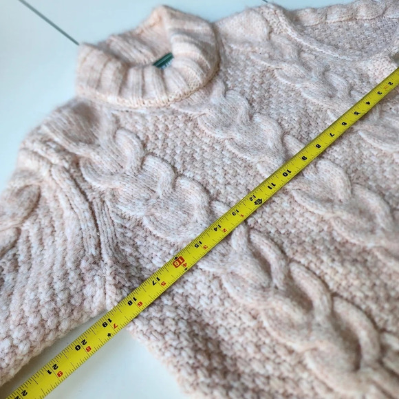 American Eagle Brush Pink Soft & Cozy Mock Neck Cropped Cable Knit Sweater M - Picture 12 of 14